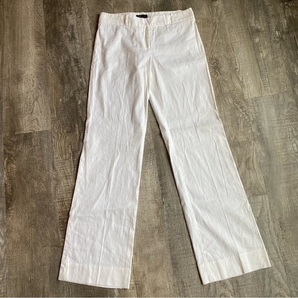BCBG MaxAzria White Linen Cotton Blend Wide Leg Pant Size 6